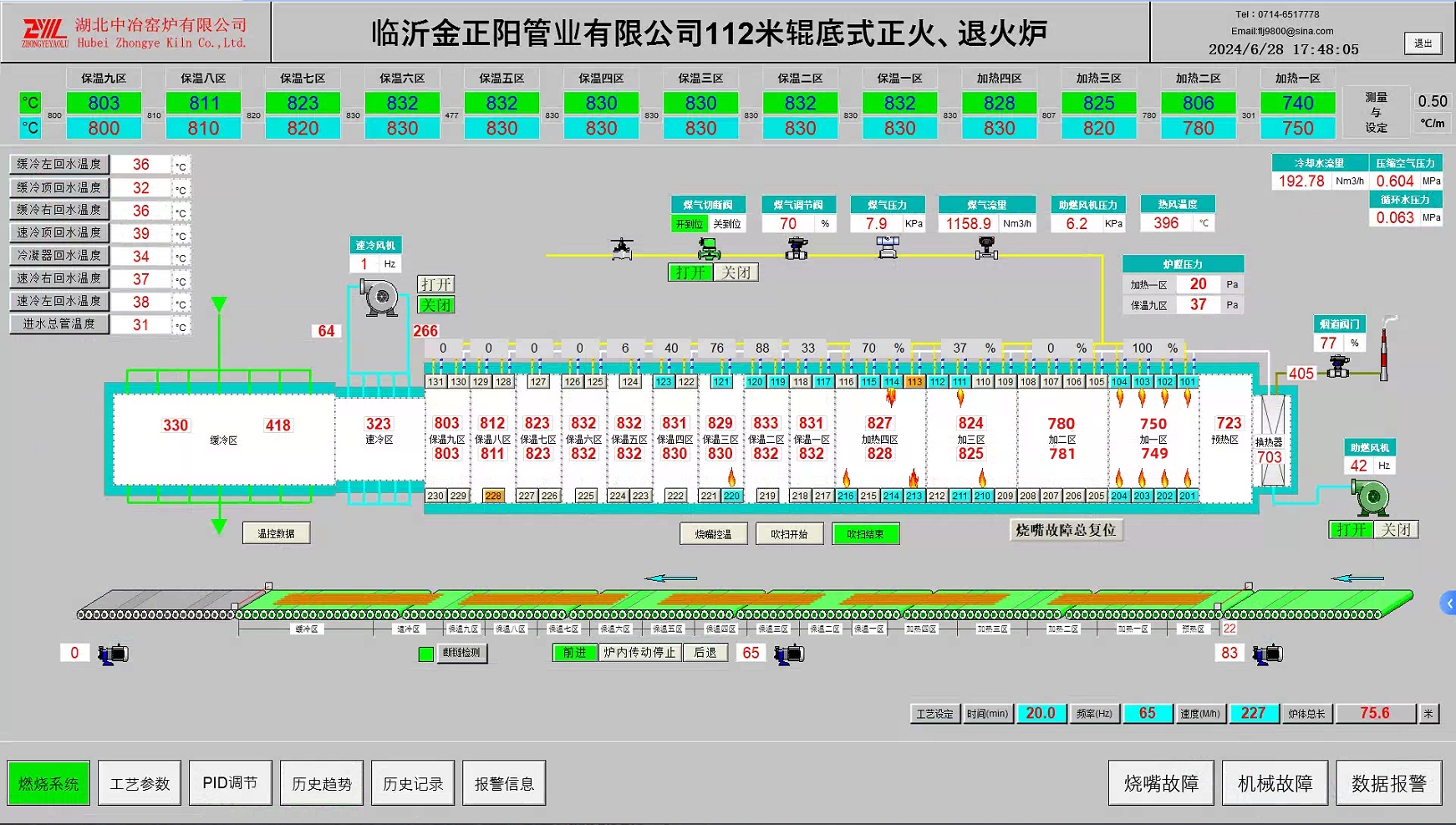 金正陽(yáng)112m輥底式正火、退火爐控制系統(tǒng)